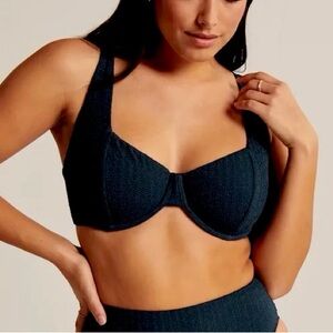 Abercrombie Wide Strap Underwire Smooth Black Bikini Top